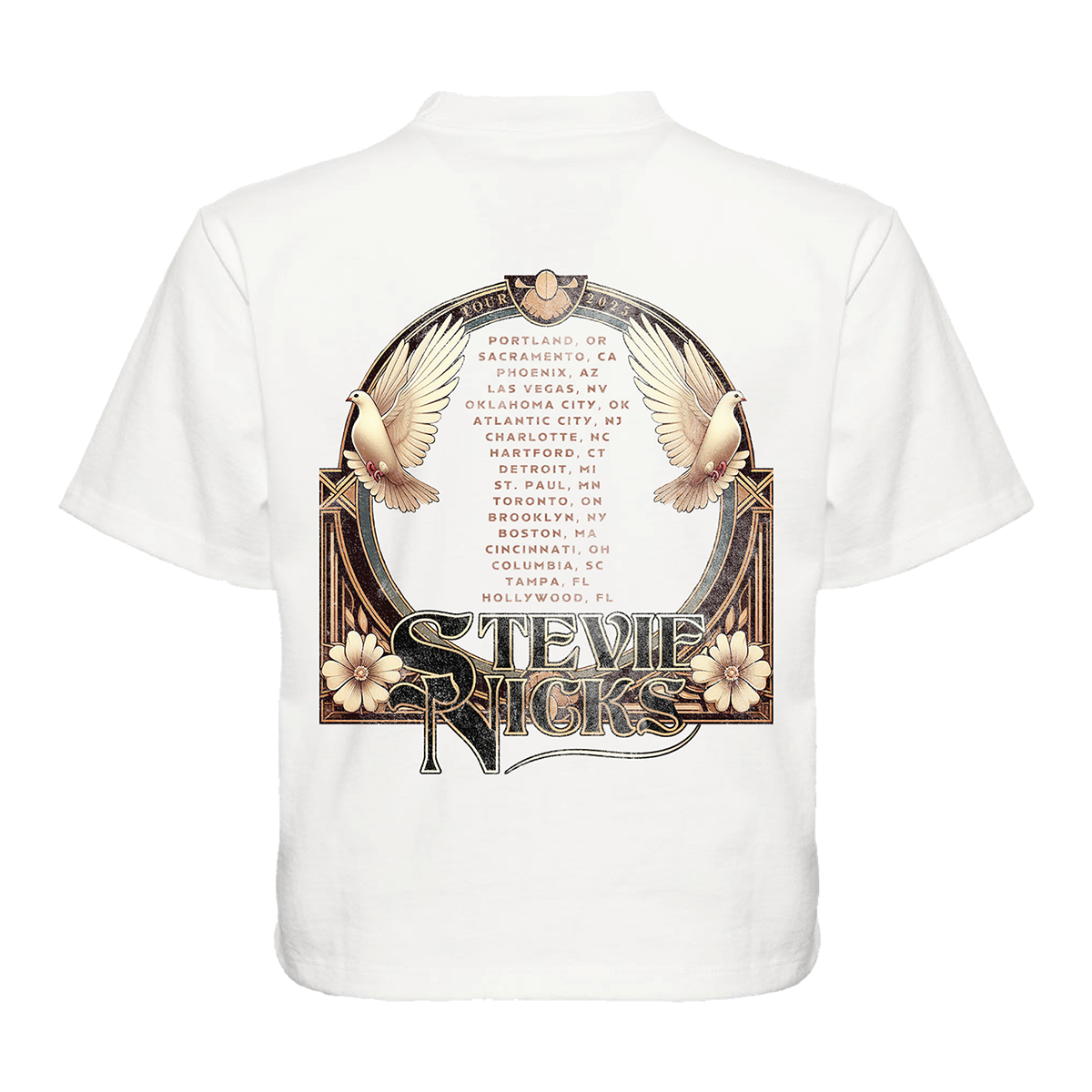 Stevie Nicks Tour 2025 Terracotta Doves Cropped Tee