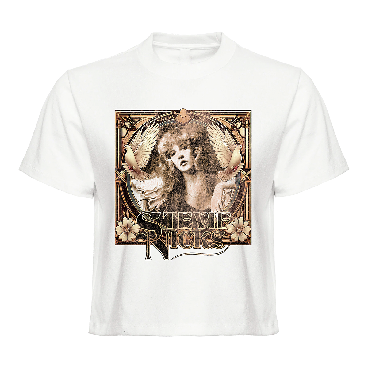 Stevie Nicks Tour 2025 Terracotta Doves Cropped Tee
